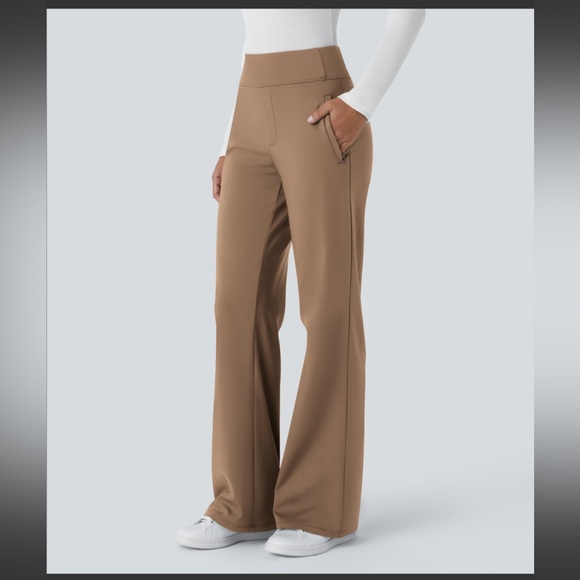 HALARA Pants - HALARA Wide-Leg Pull-On Pants in Camel Brown